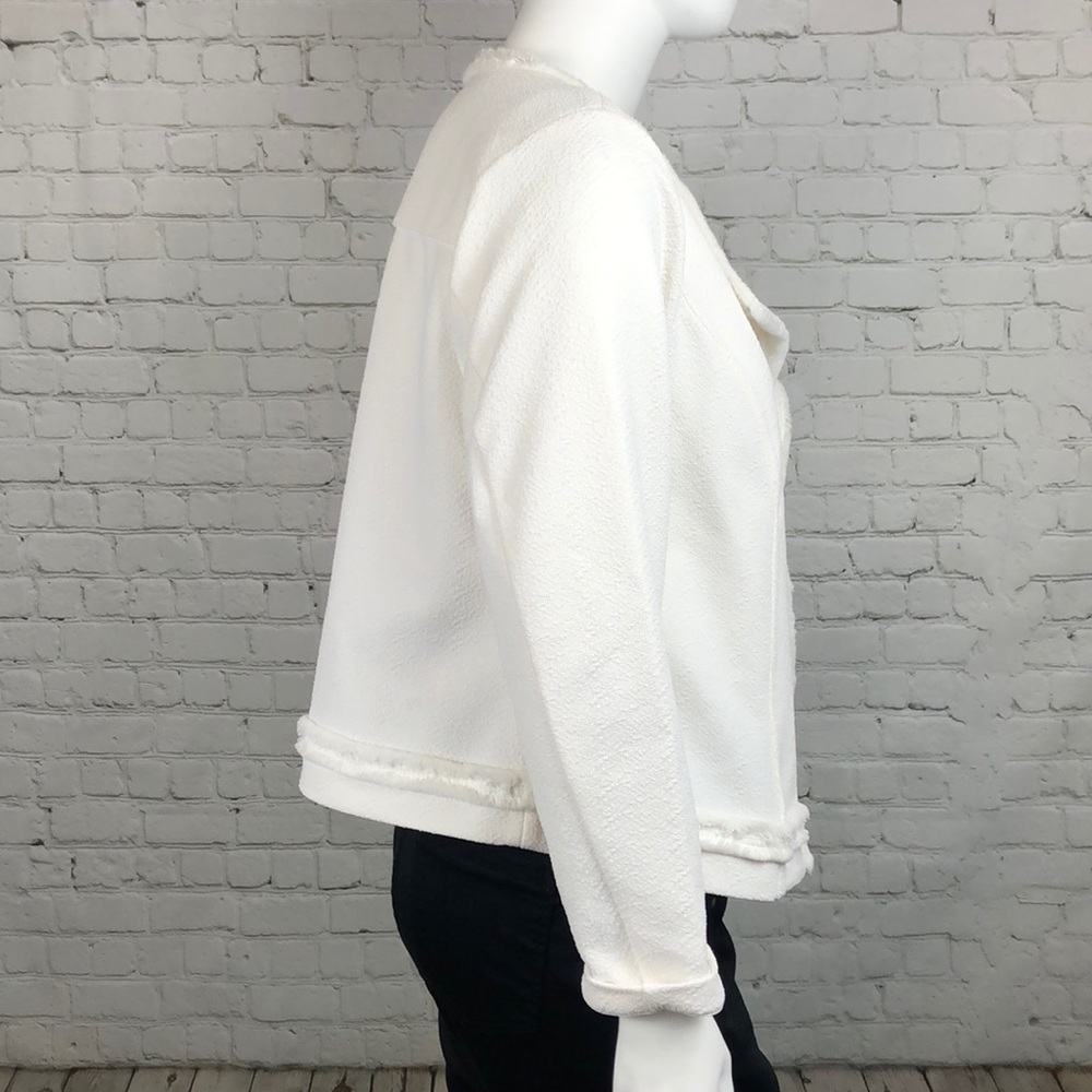0X 2X Calvin Klein White Textured Knit Jacket Plus - Picture 4 of 7